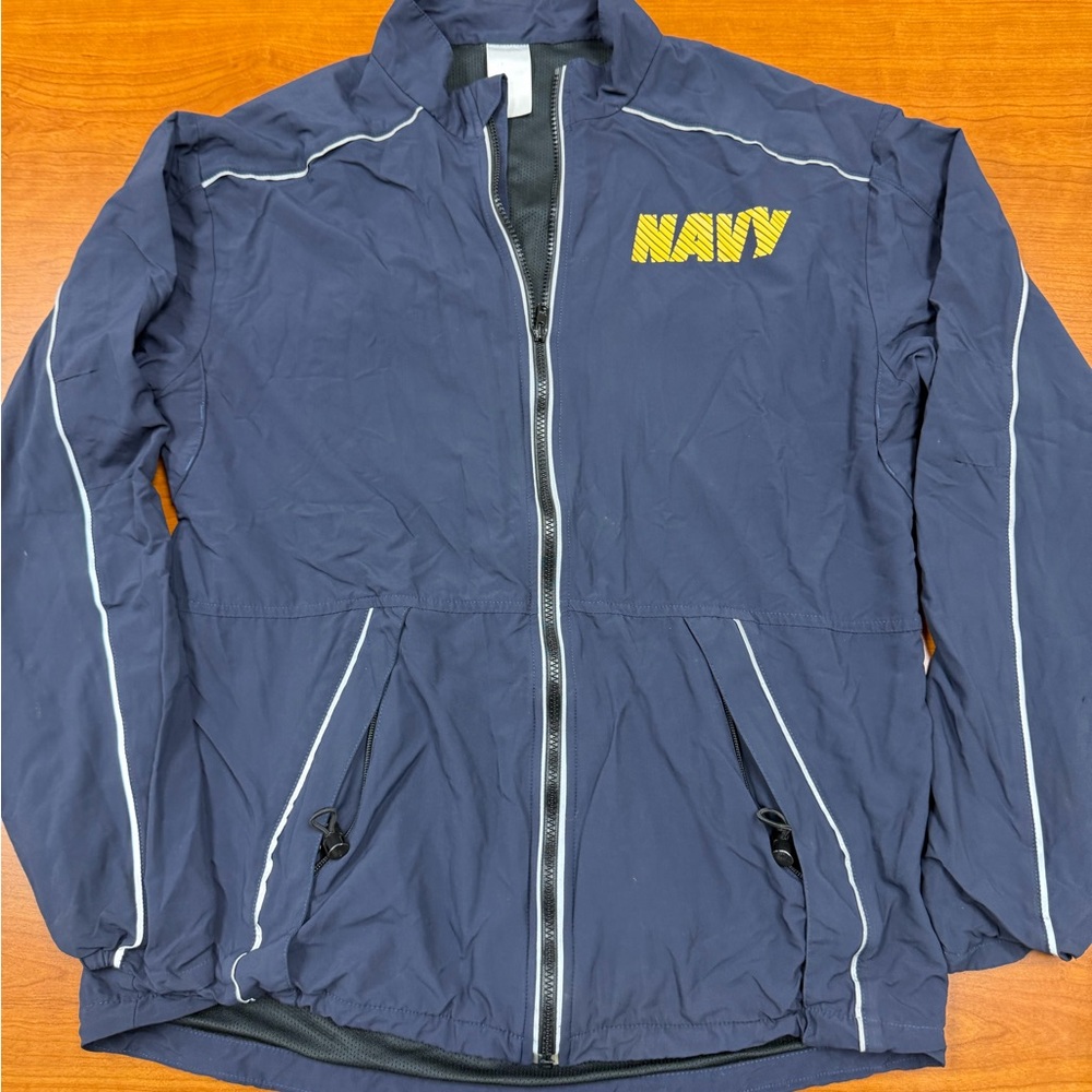 Men's Navy Windbreaker with Yellow Accents